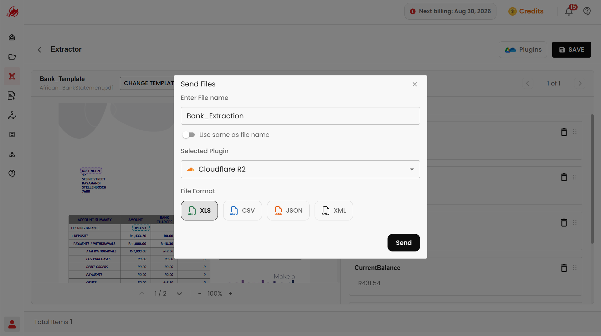 Send results to a plugin