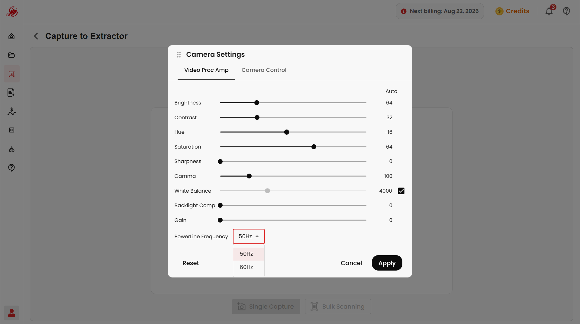 Camera Settings - Video Proc Amp