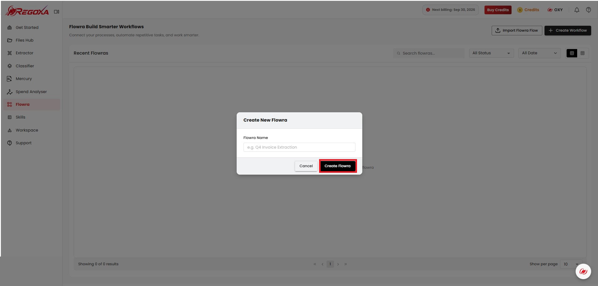 Create a new Flowra