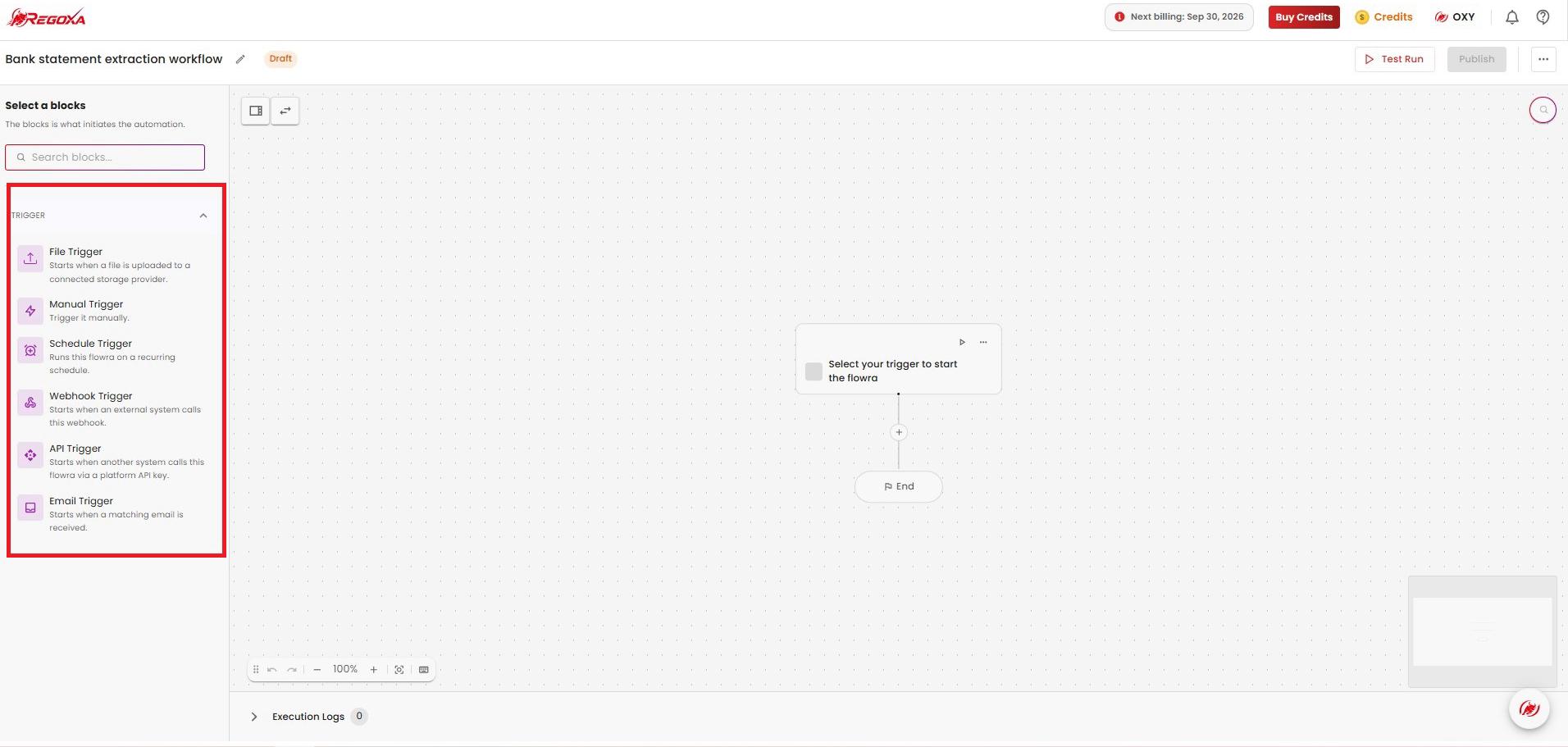 Select your trigger to start the flowra