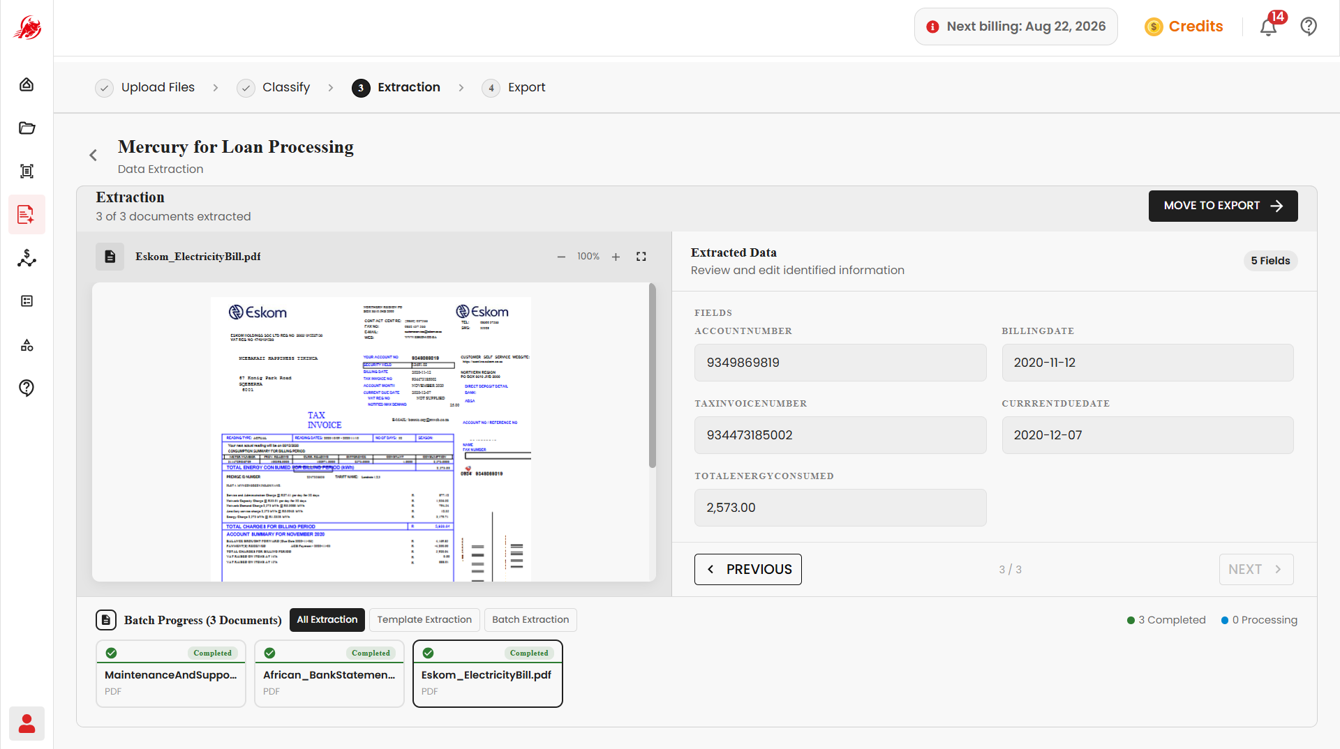 Review extracted data