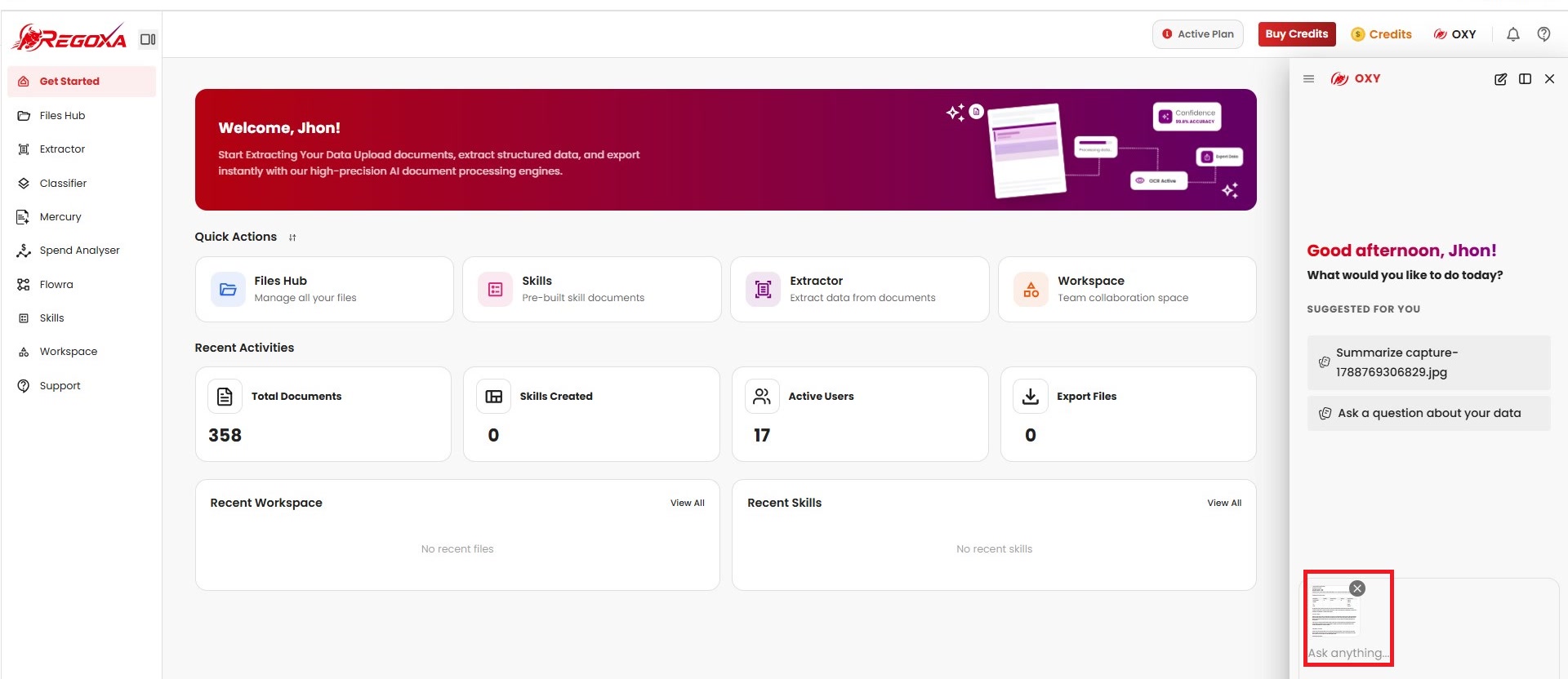 Attaching a document to OXY