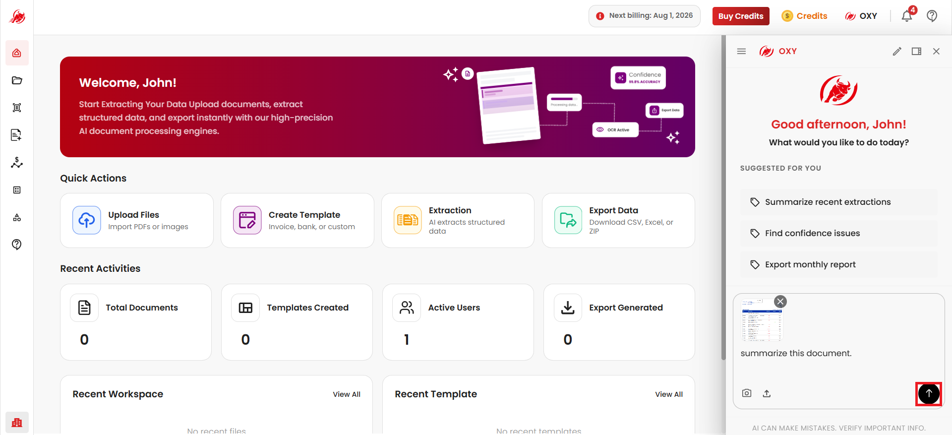 Attaching a document to OXY