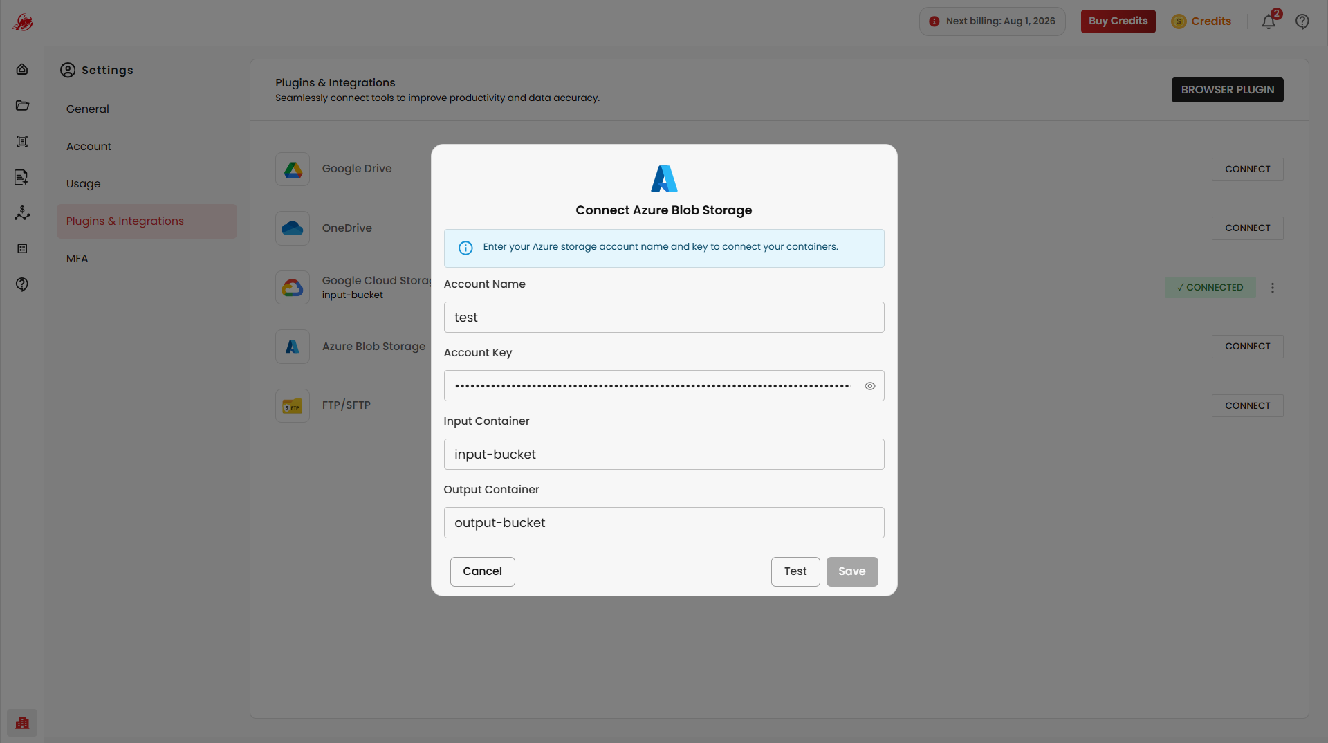 Connect Azure Blob Storage