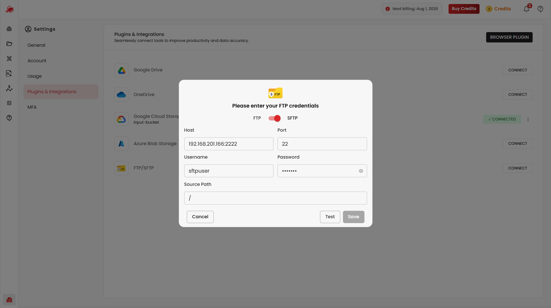 Connect SFTP