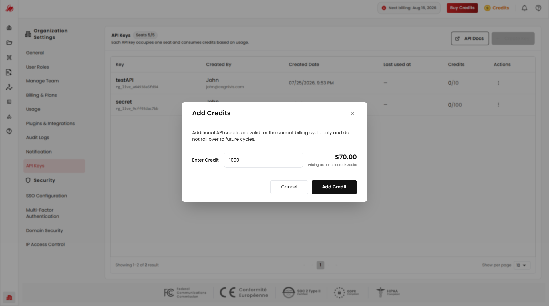 Add credits