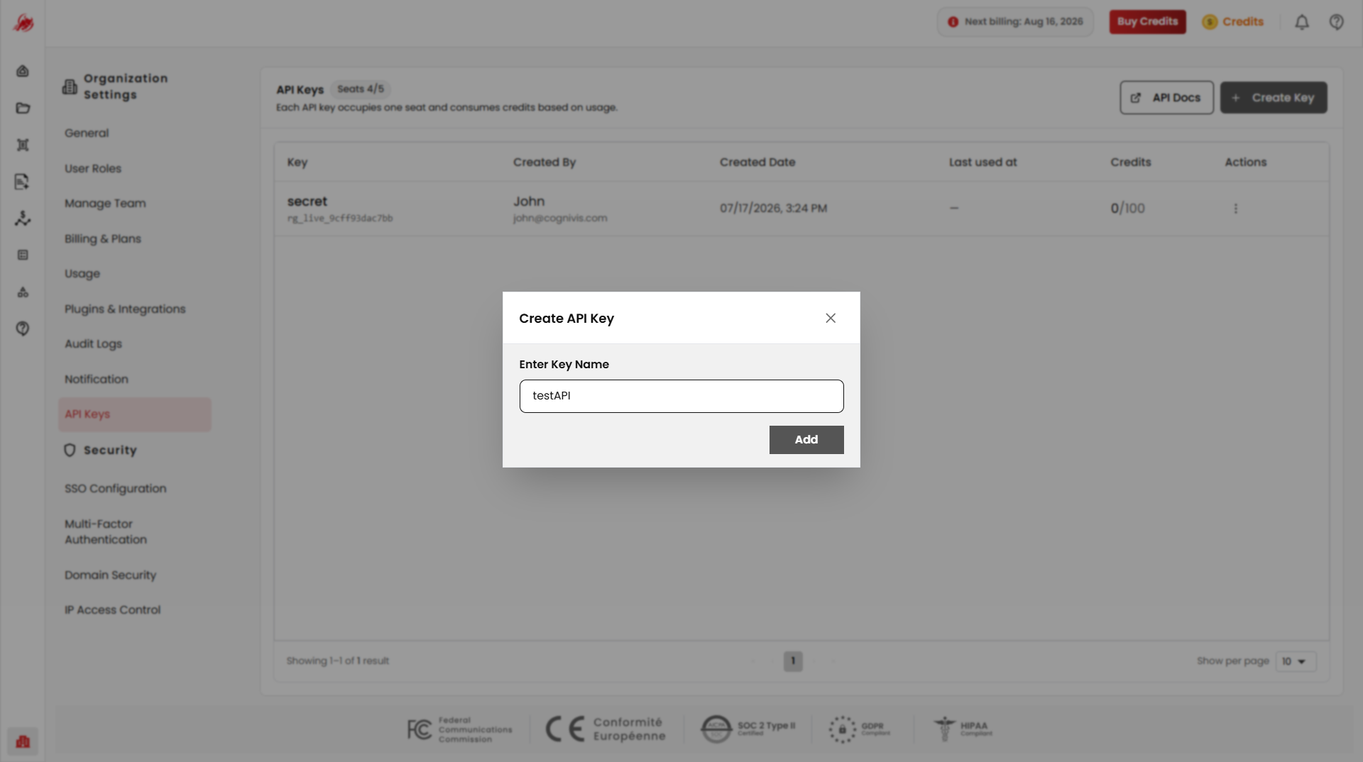 Create an API key