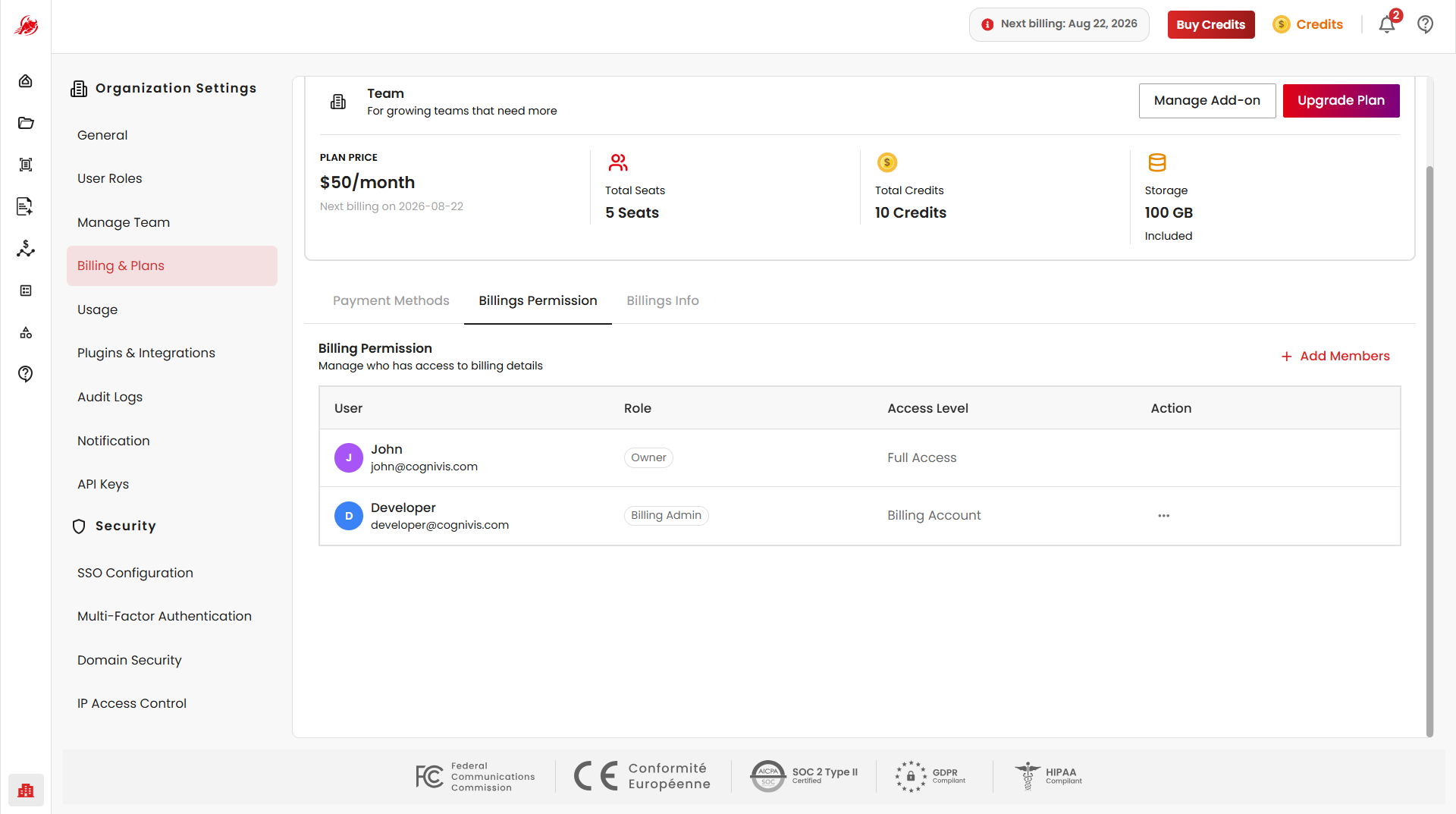 Billing Permissions