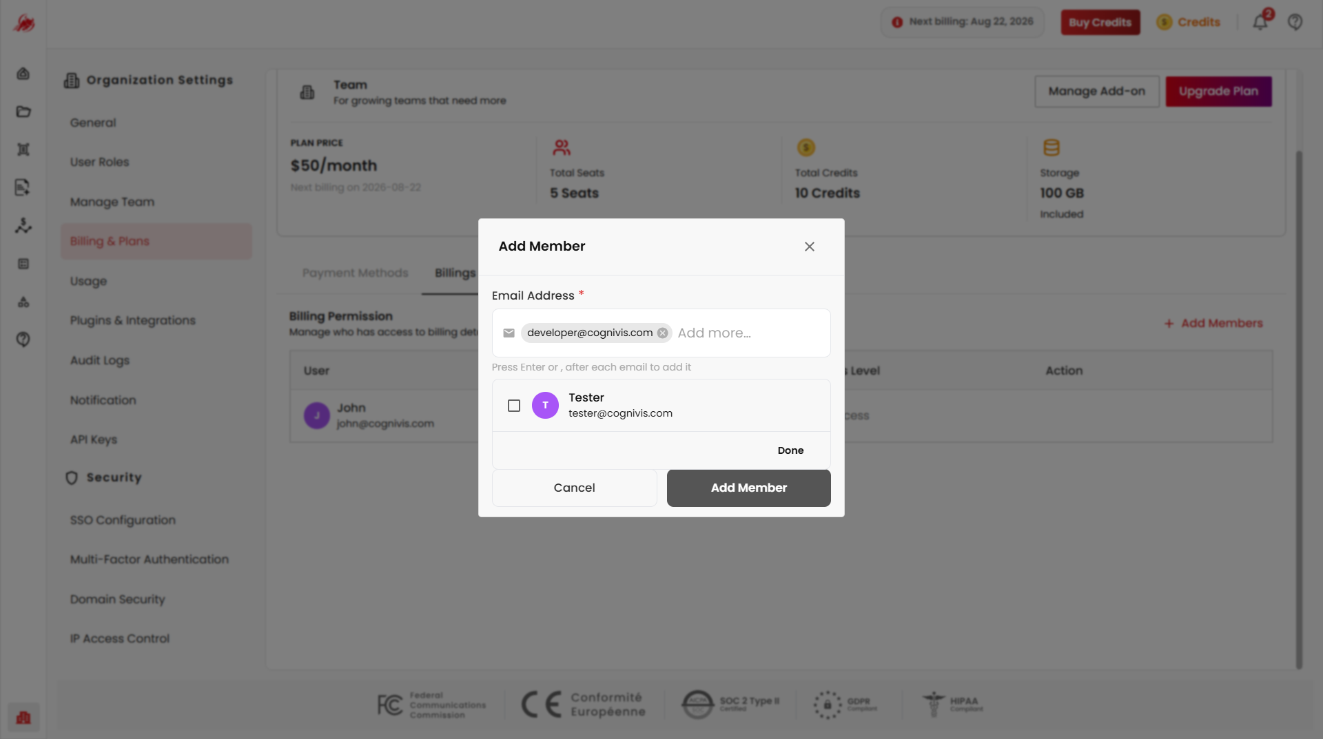 Billing Permissions - Add Members