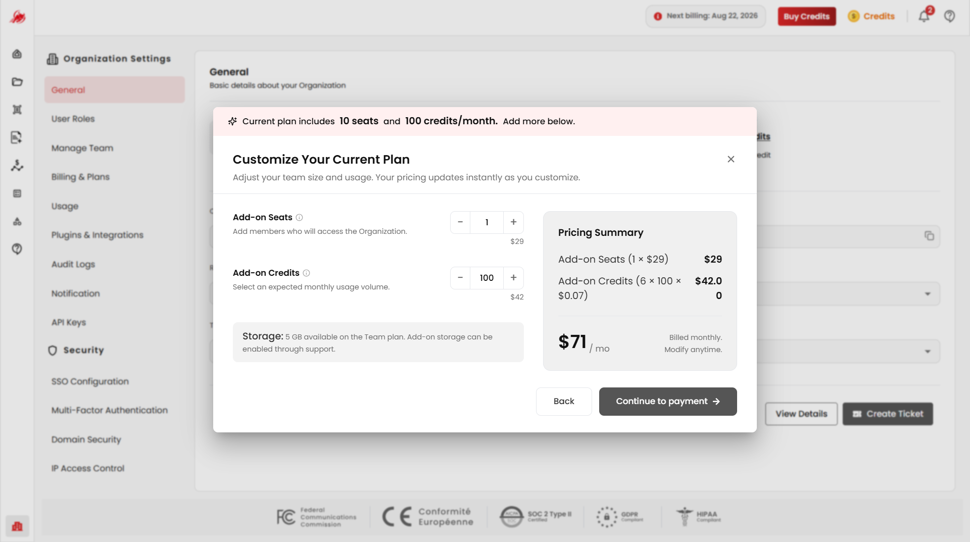 Customize Current Plan