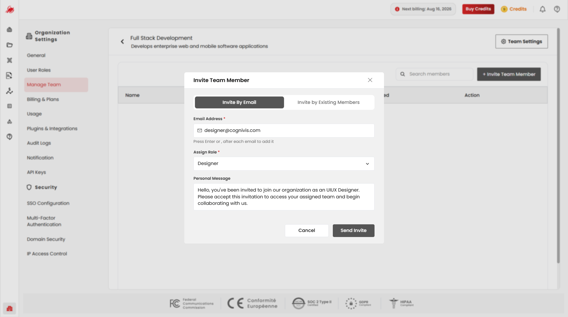 Invite by email