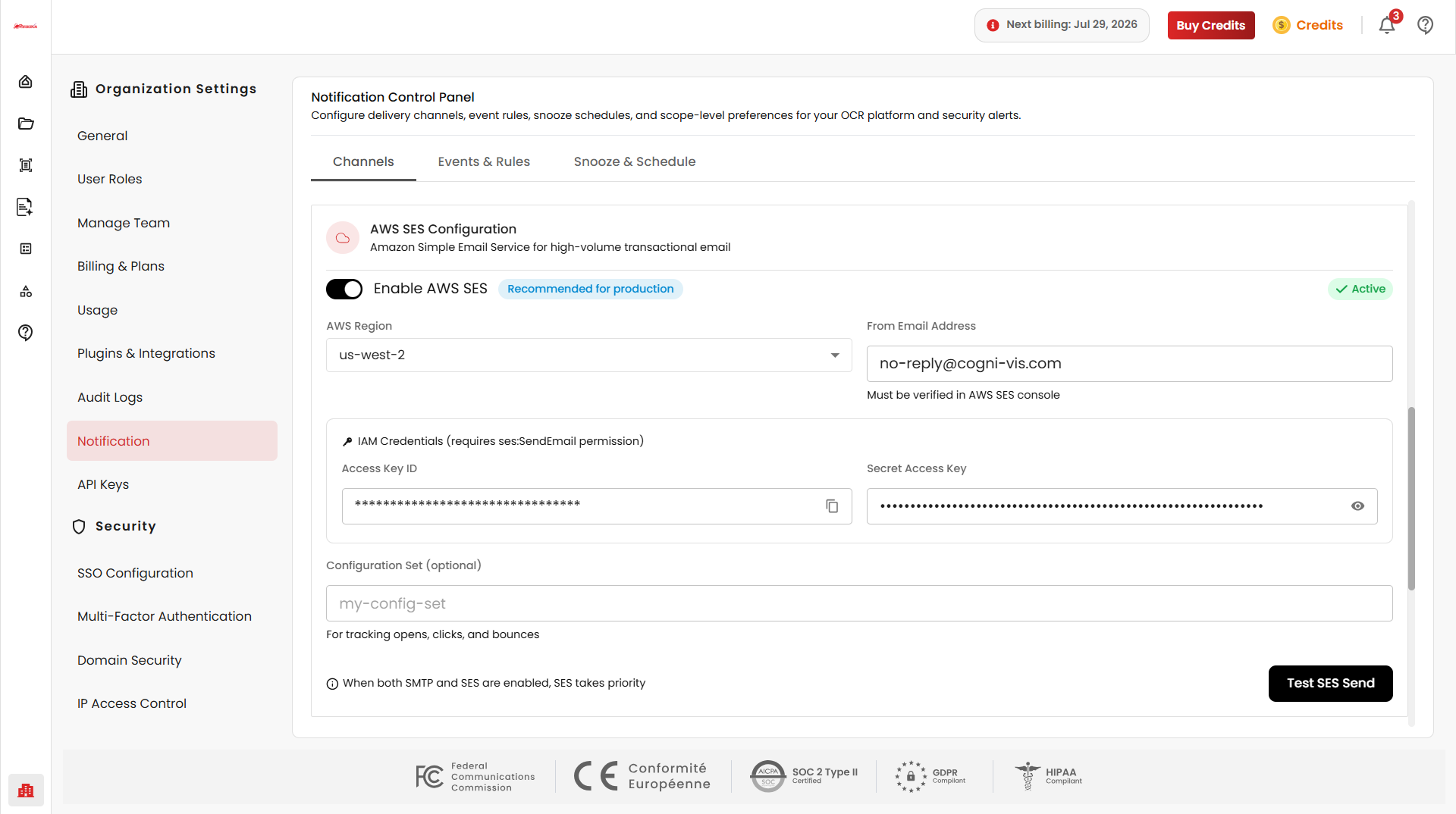 AWS SES Configuration