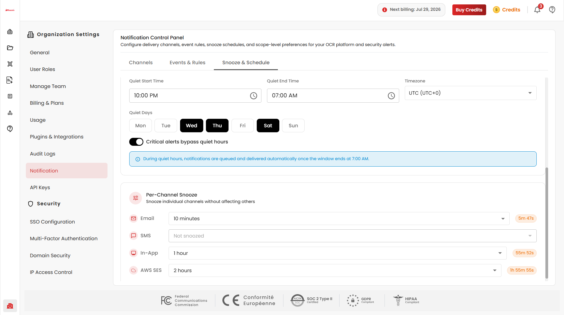 Snooze & Schedule - Per Channel Snooze