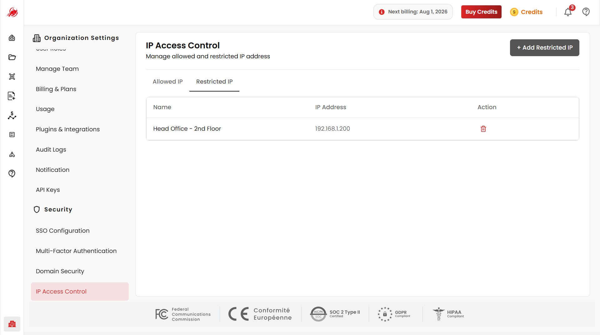 Restricted IP