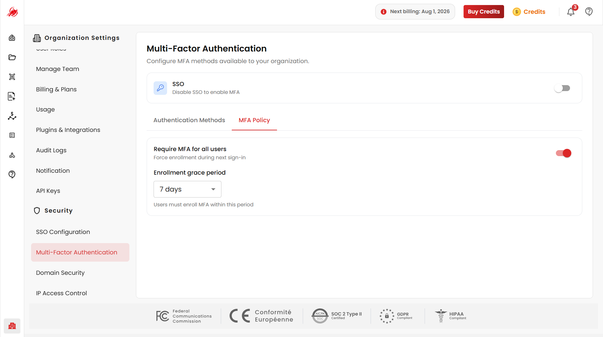 MFA policy