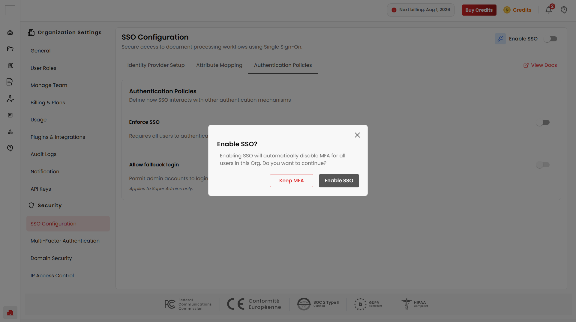Enable SSO