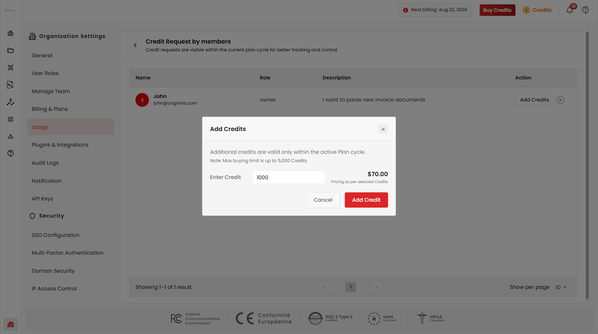 Add Credits