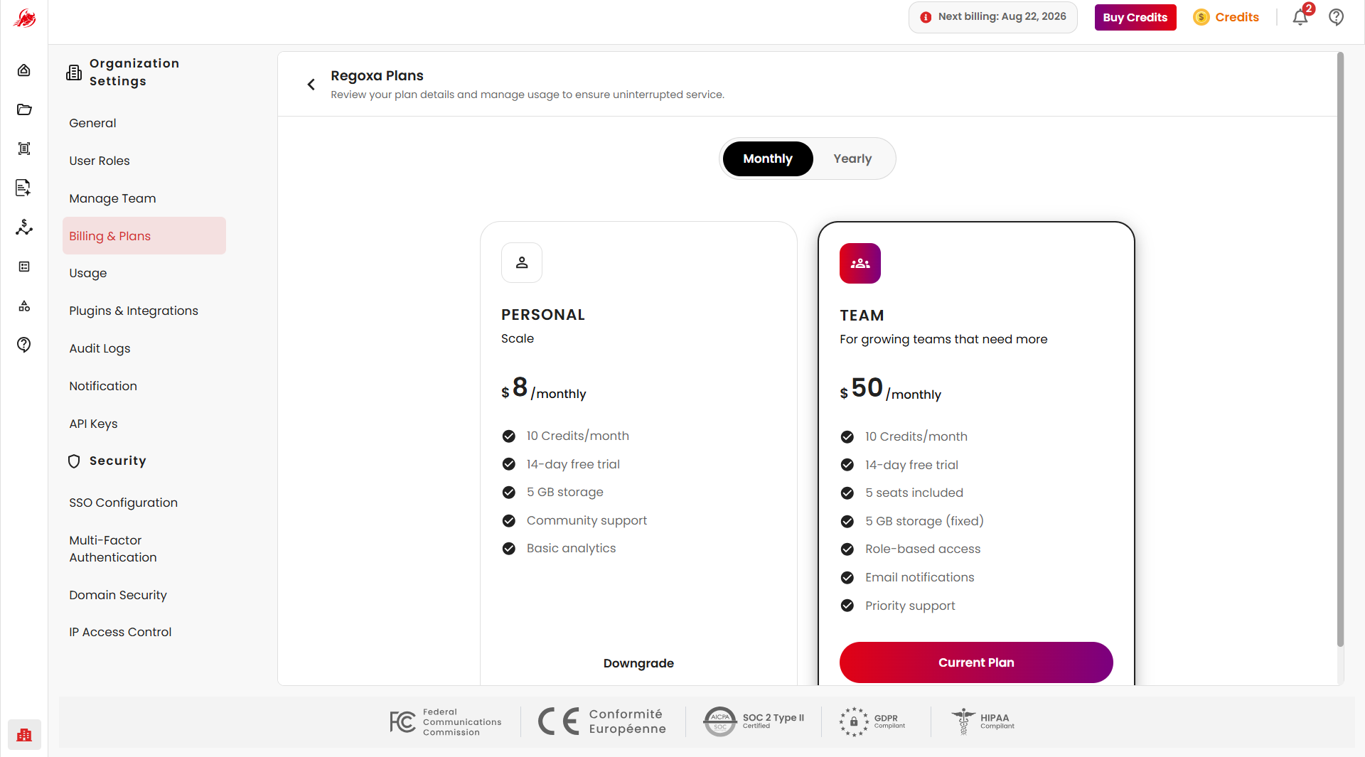 Regoxa Plans Monthly
