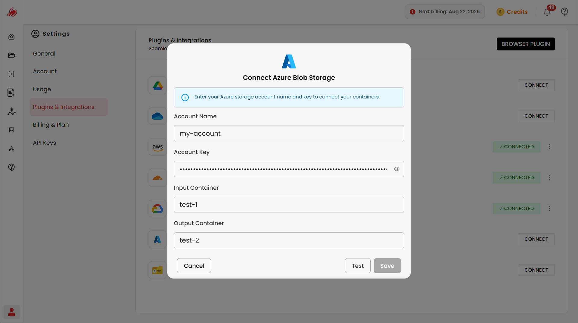 Connect Azure Blob Storage