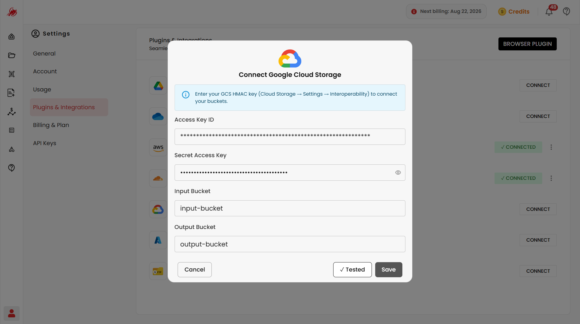 Connect Google Cloud Storage