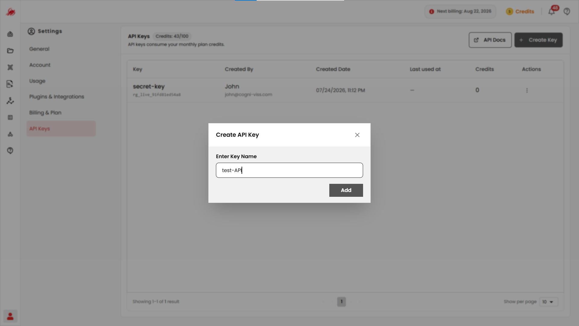 Create an API key