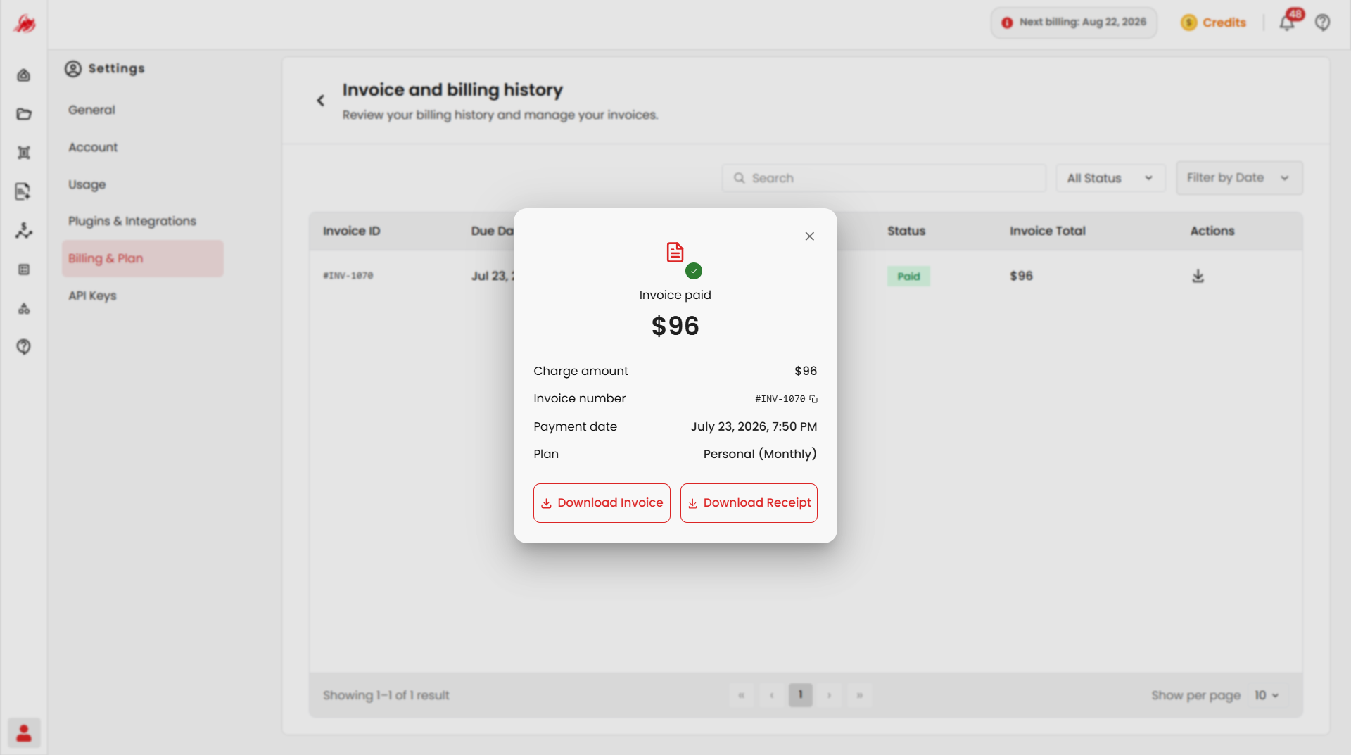 Download an invoice