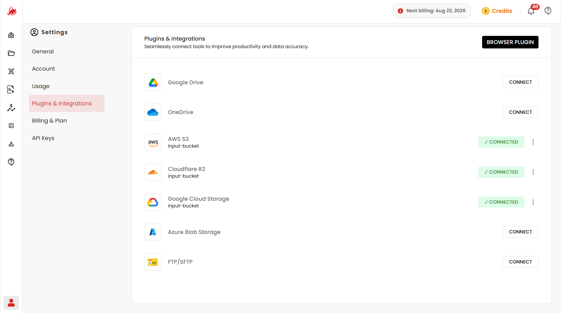 Google Cloud Storage connected