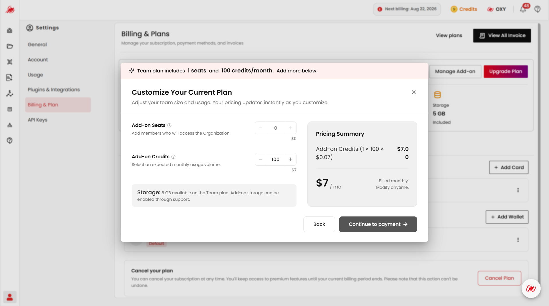 Manage add-on