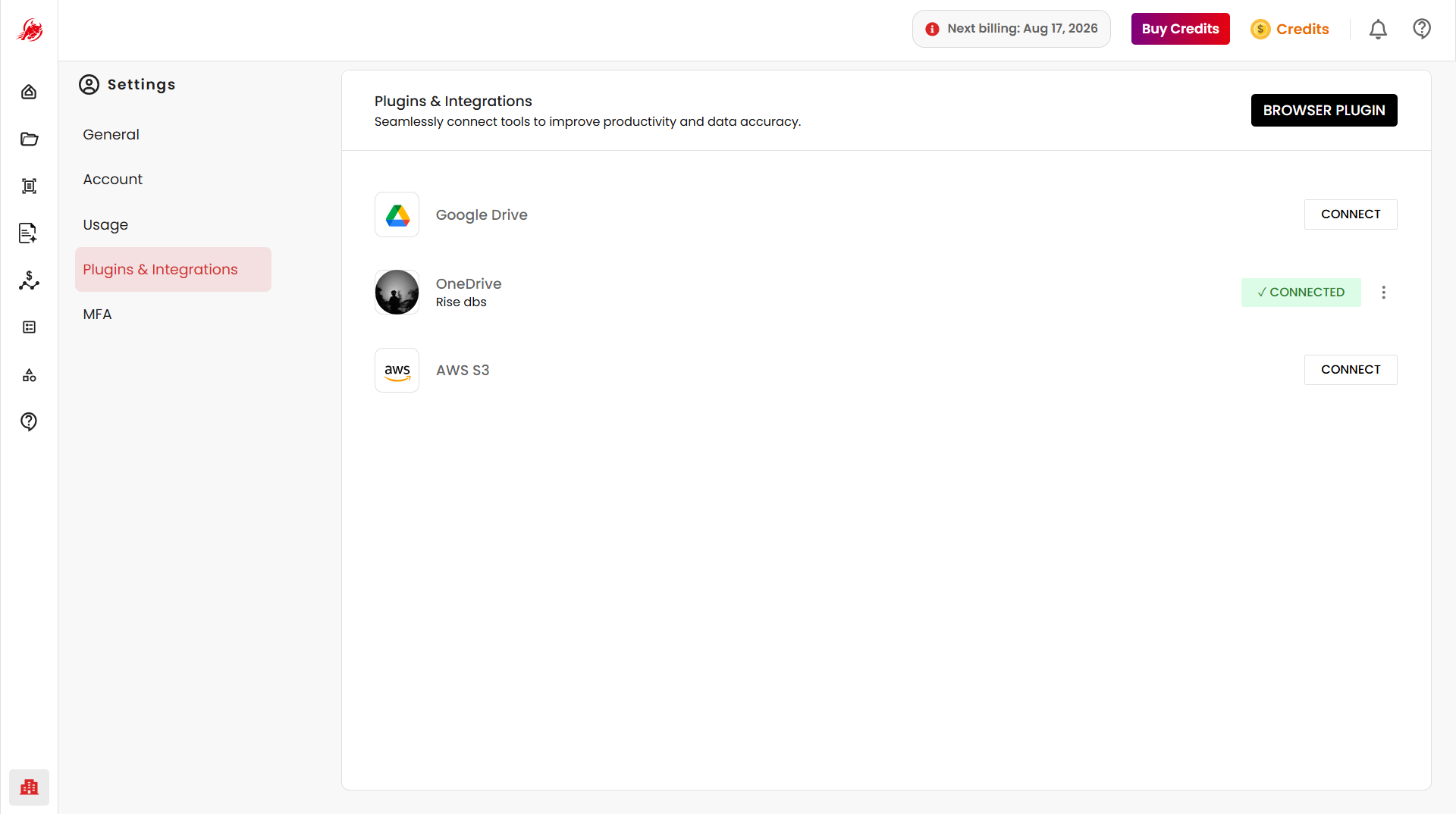 OneDrive connected