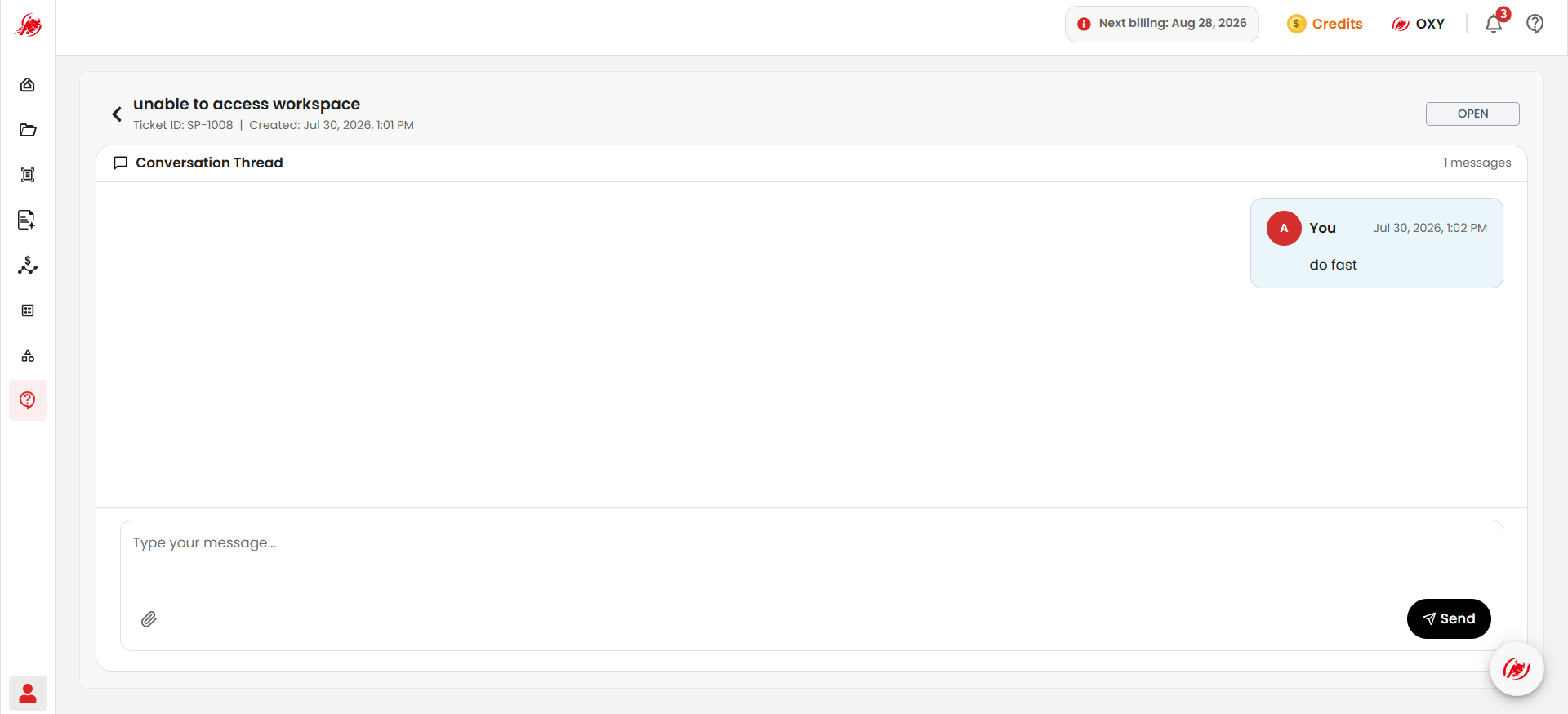Ticket conversation thread